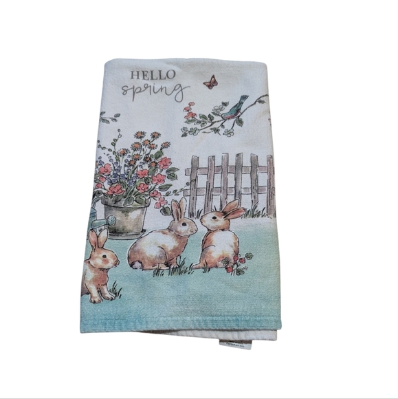 KayDee Designs Happy Spring Bunny Rabbit Floral Kitchen Dish Towels Easter - Picture 6 of 6